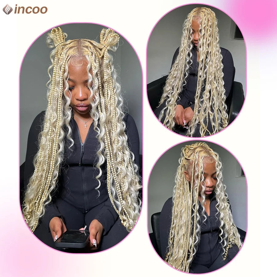 Long Blond Boho Braided Wigs