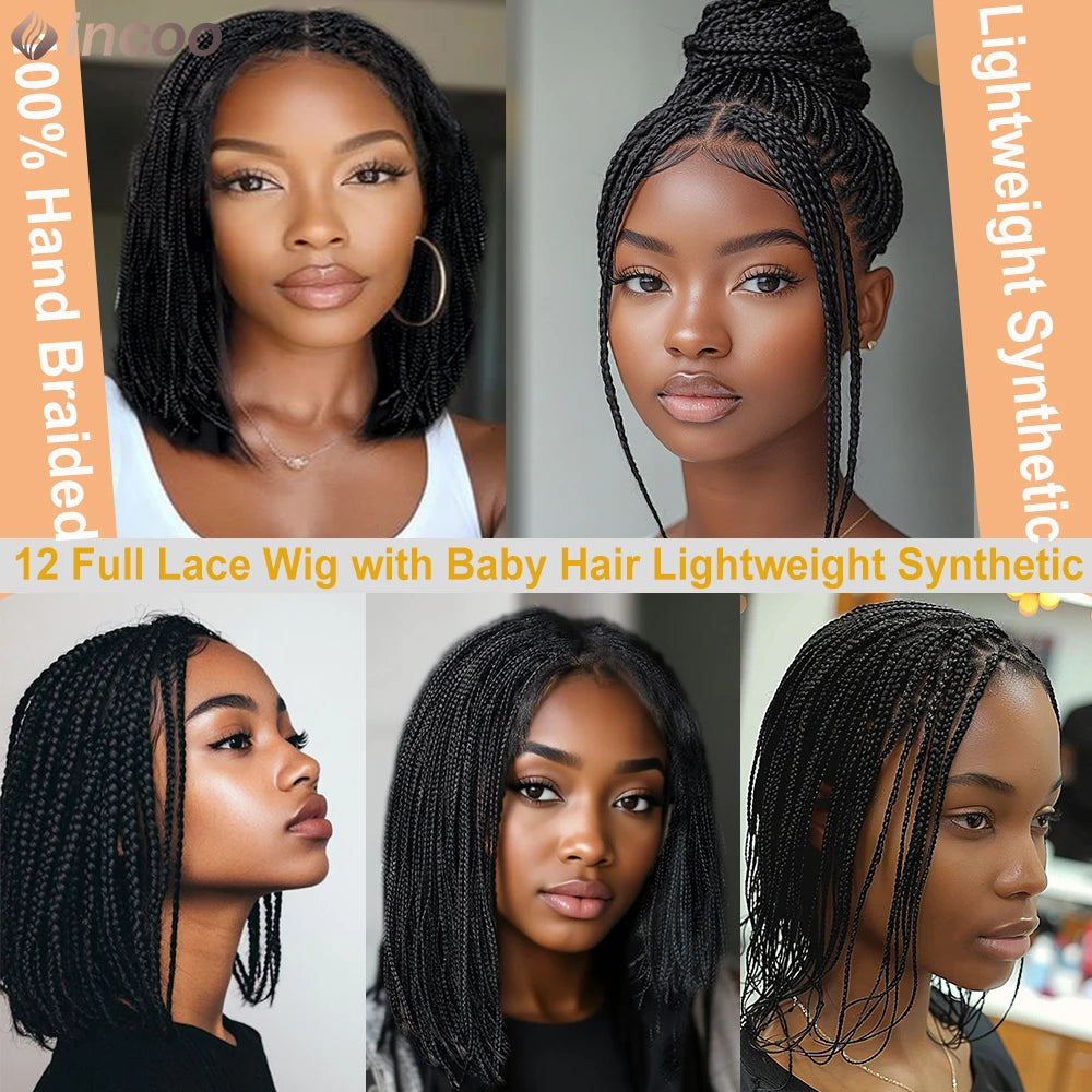 Synthetic Short Micro Box Braided Wig