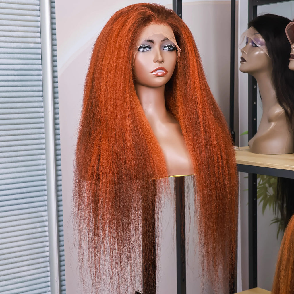 Kinky Straight HD Lace Frontal Yaki Straight Human Hair Wig