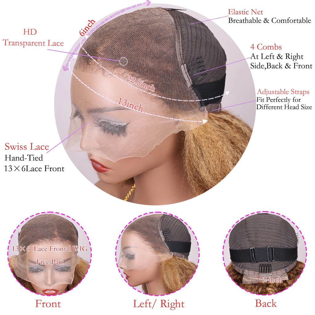 Highlight Kinky Straight Human Hair Wigs