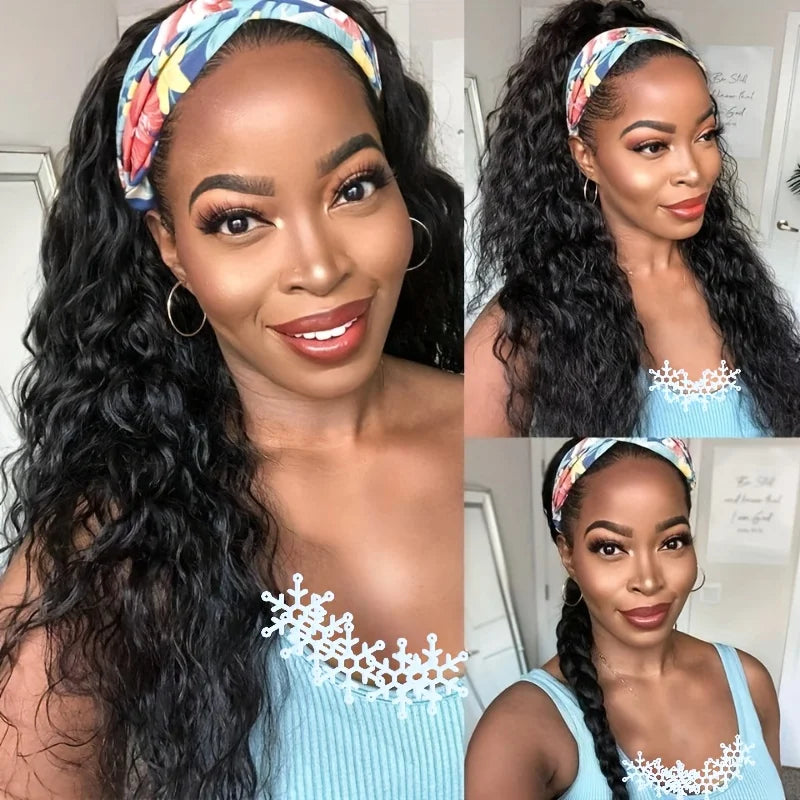 High Density Deep Wave Headband Wig