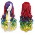 Synthetic Rainbow Cosplay Wig with Bangs