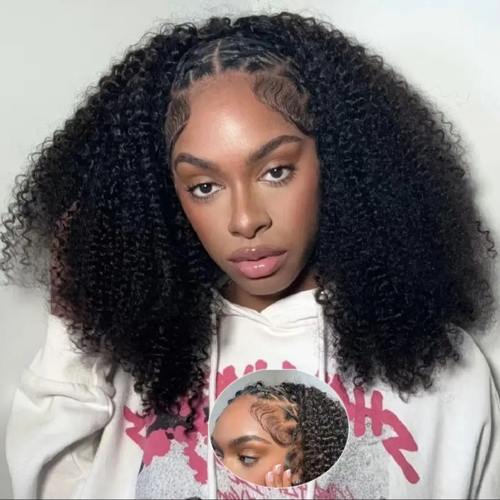 3 in 1 HD Kinky Curly Half Wig