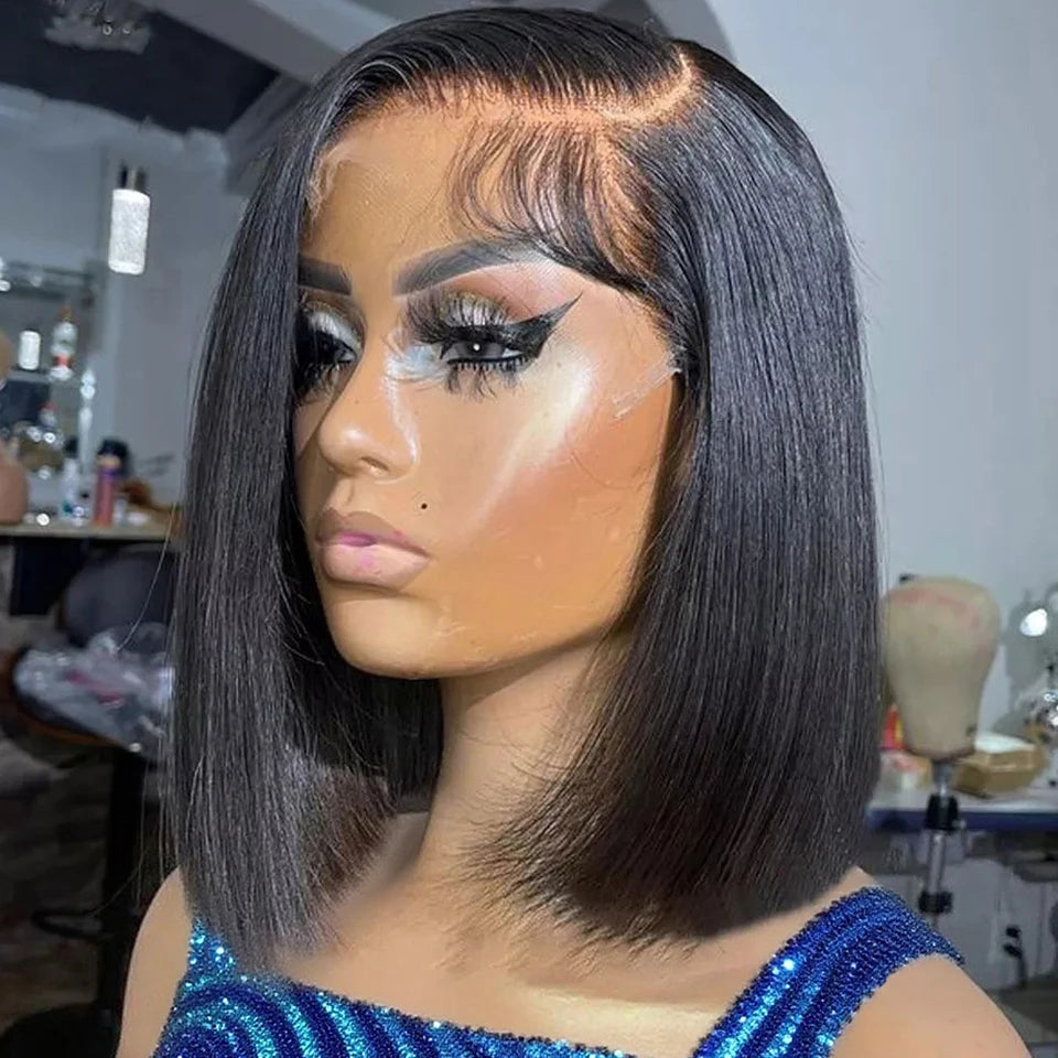 Brazillian Bone Straight Short Bob Wigs