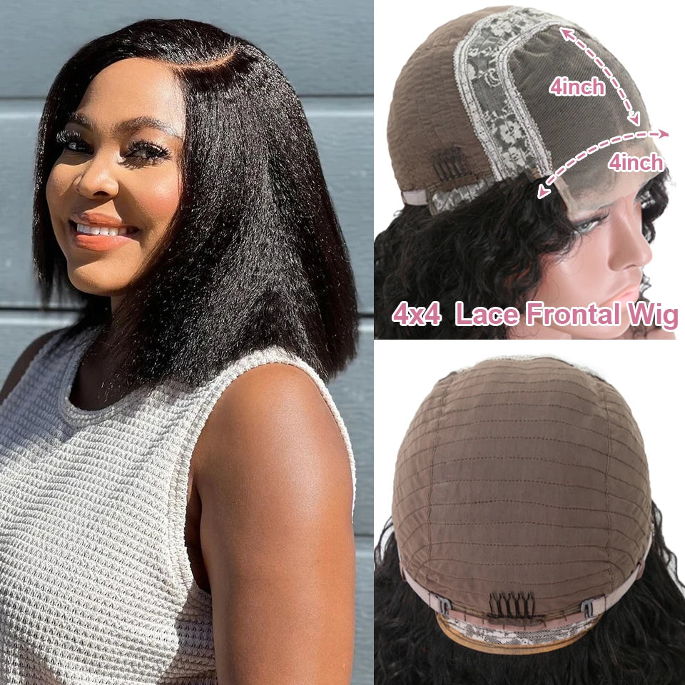 Kinky Straight Bob Human Hair Wigs