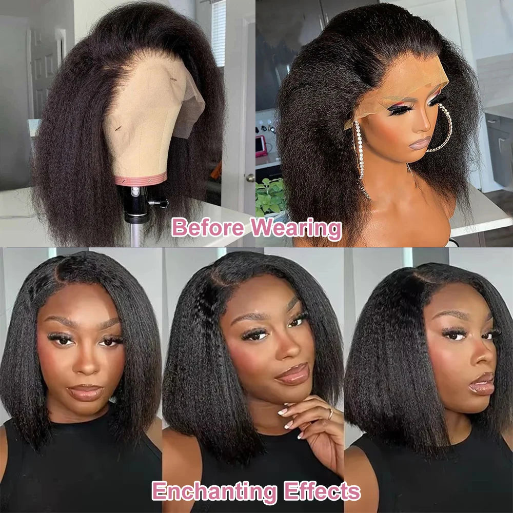 Kinky Straight Bob Human Hair Wigs