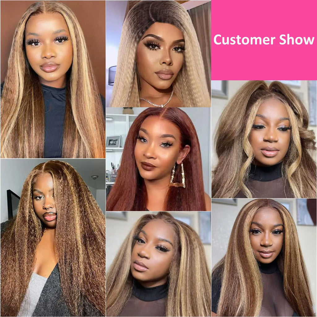 Highlight Kinky Straight Human Hair Wigs