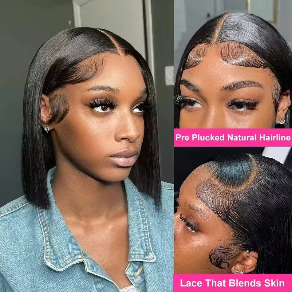 Glueless Bone Straight Bob Wig
