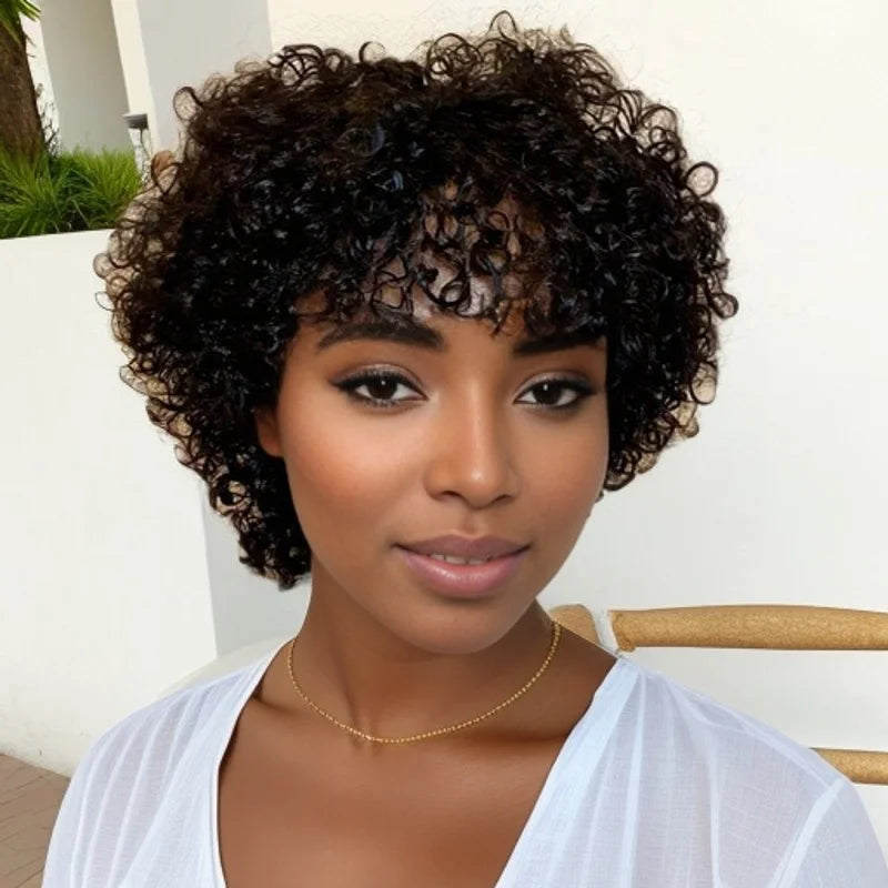 Short Pixie Cut Afro Kinky Curly Bob Wigs