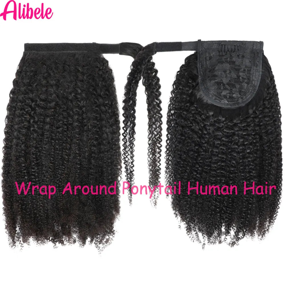 Kinky Curly 4B/4C Remy Human Hair Ponytail