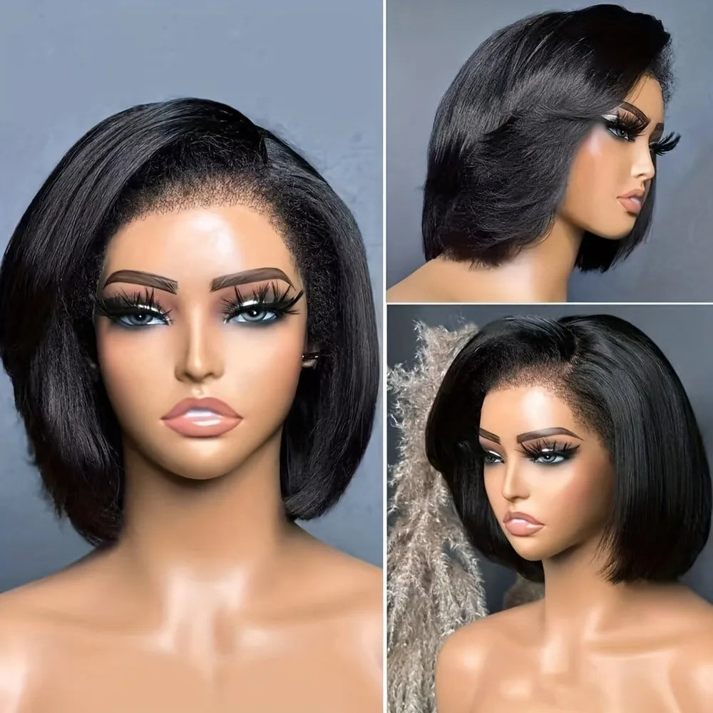 Kinky Straight Glueless Brazilian Coarse Wigs