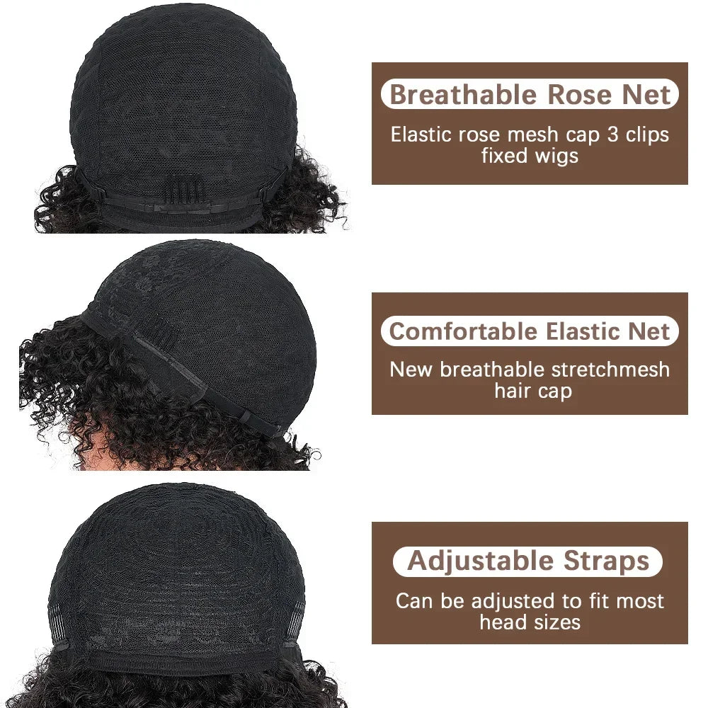 Afro Kinky Curly Bob Wig With Bangs