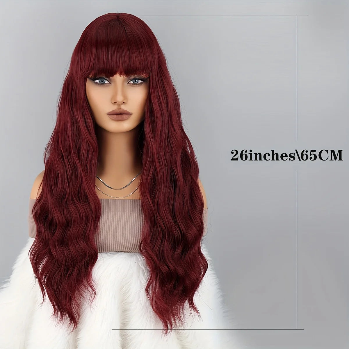 Burgundy Wig with Bangs
