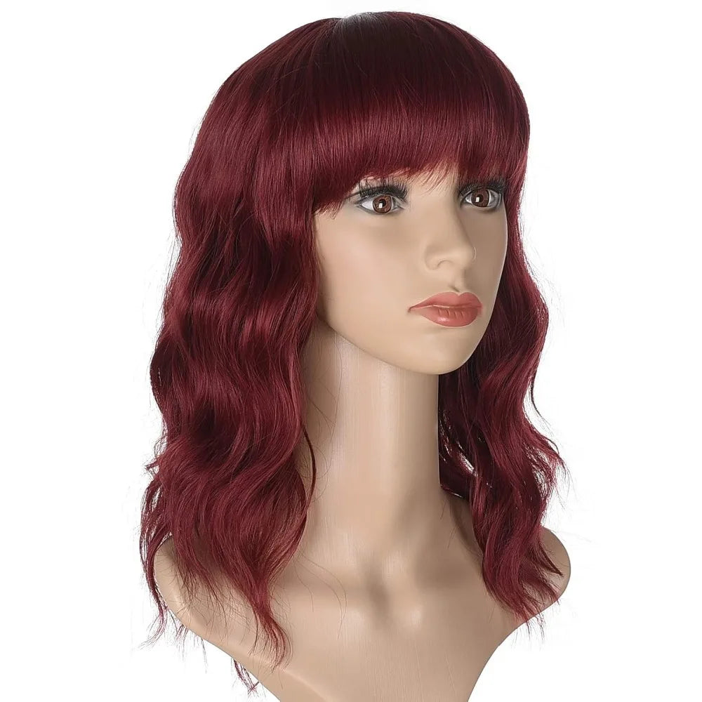 Short Loose Wavy Bob Wig with Bangs
