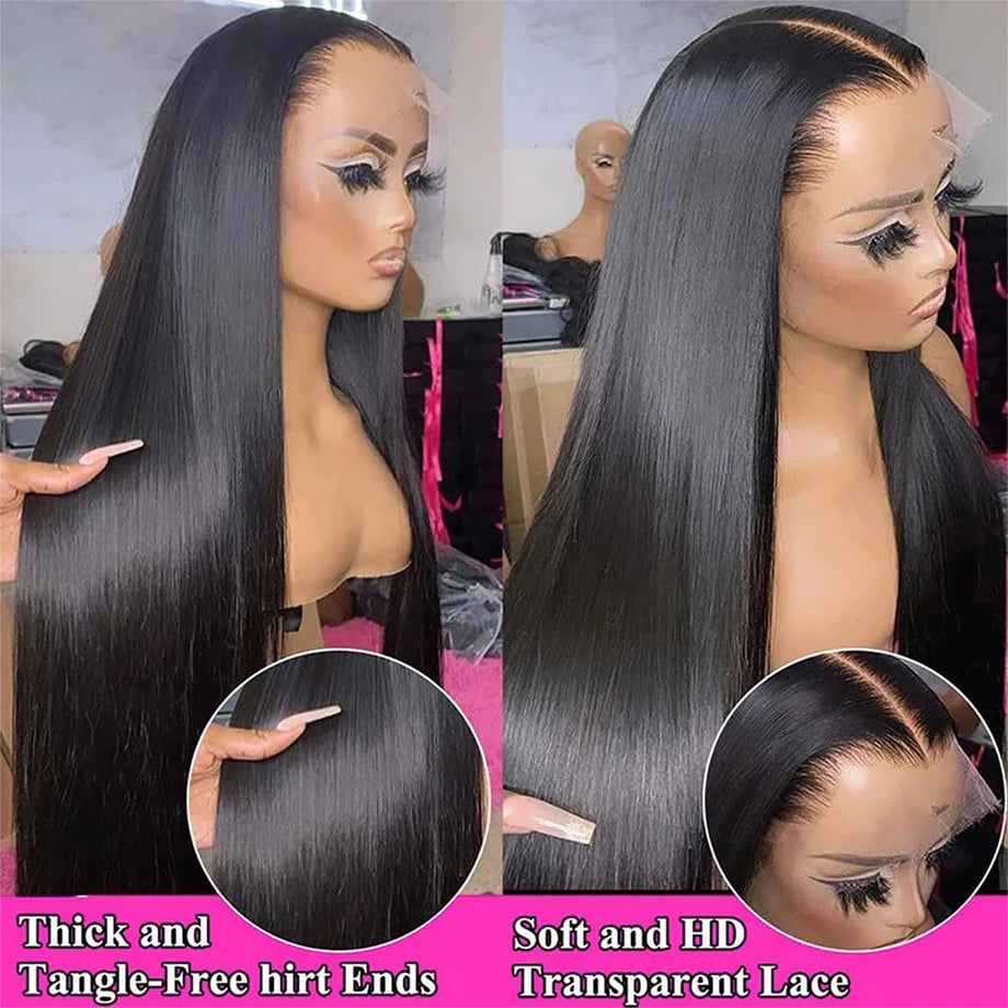 Pre Plucked Glueless Closure Bone Straight Wigs