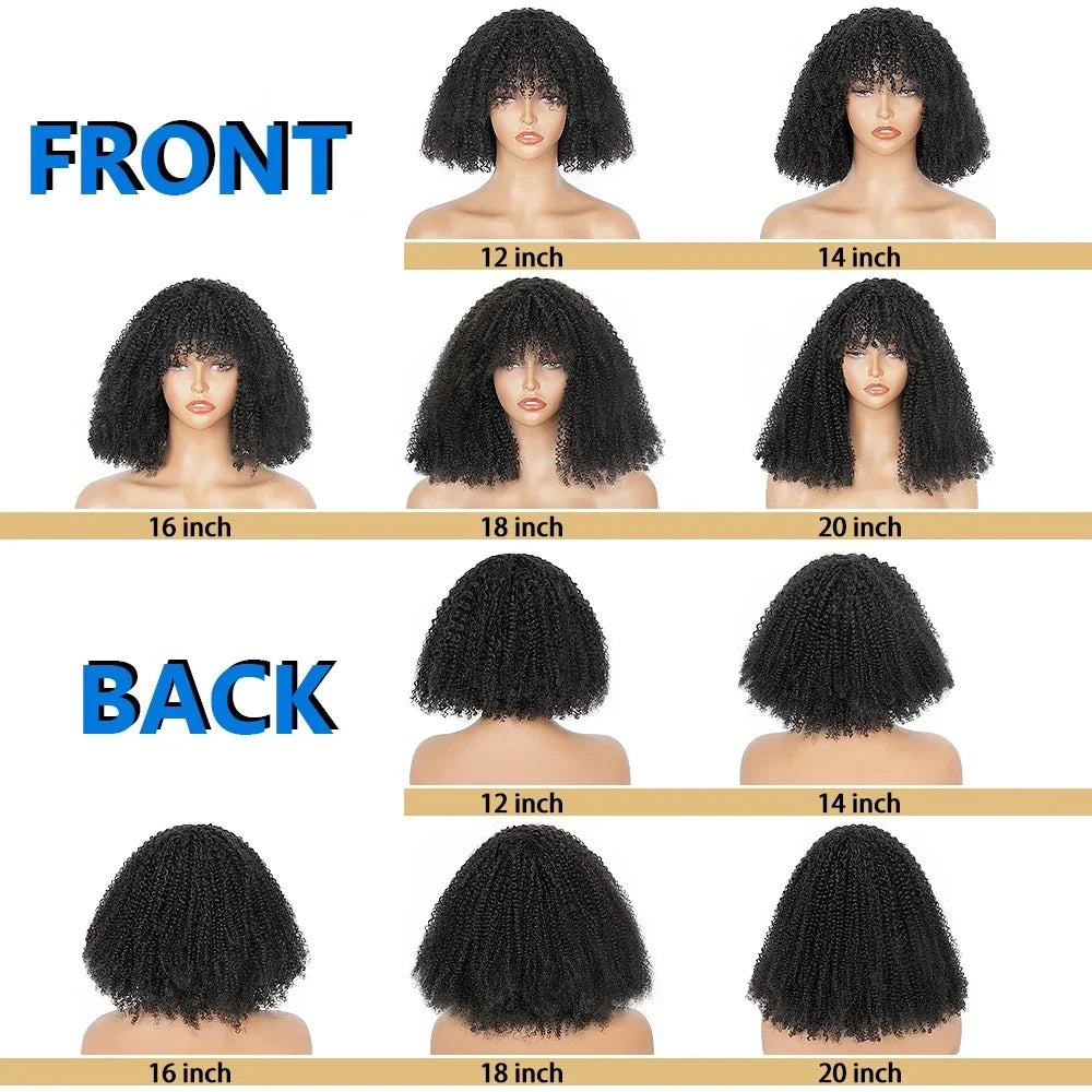 Afro Kinky Curly Wigs with Bangs