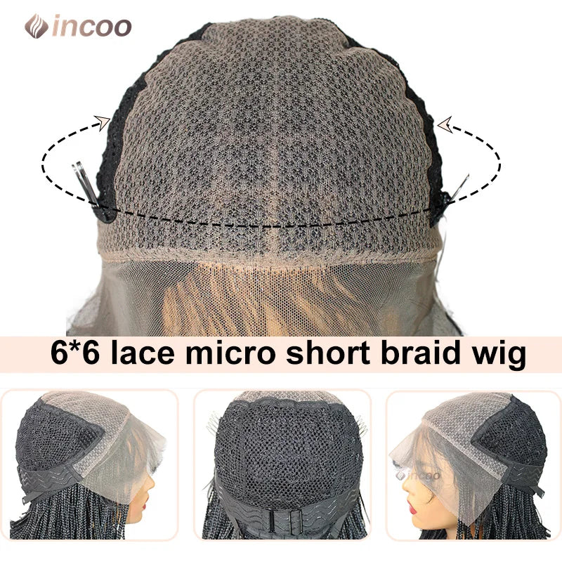 Synthetic Short Micro Box Braided Wig