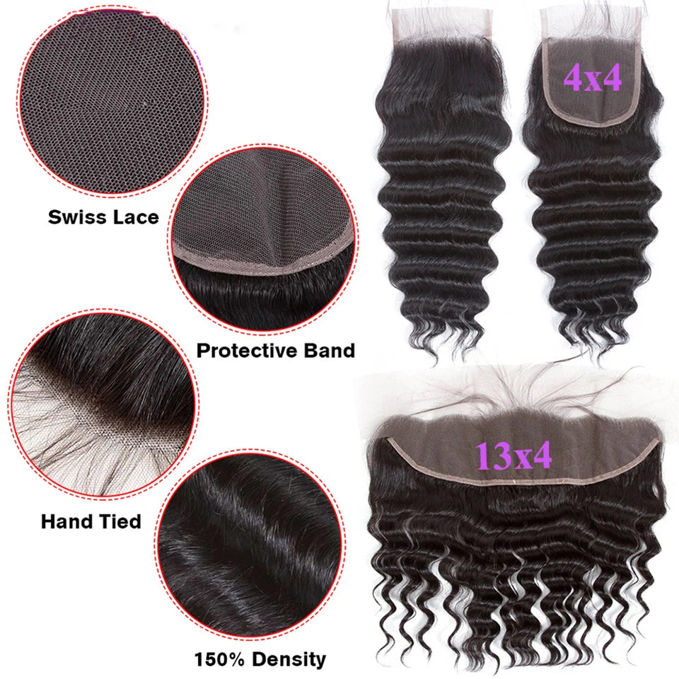 Loose Deep Wave Hair Bundles With HD Closure