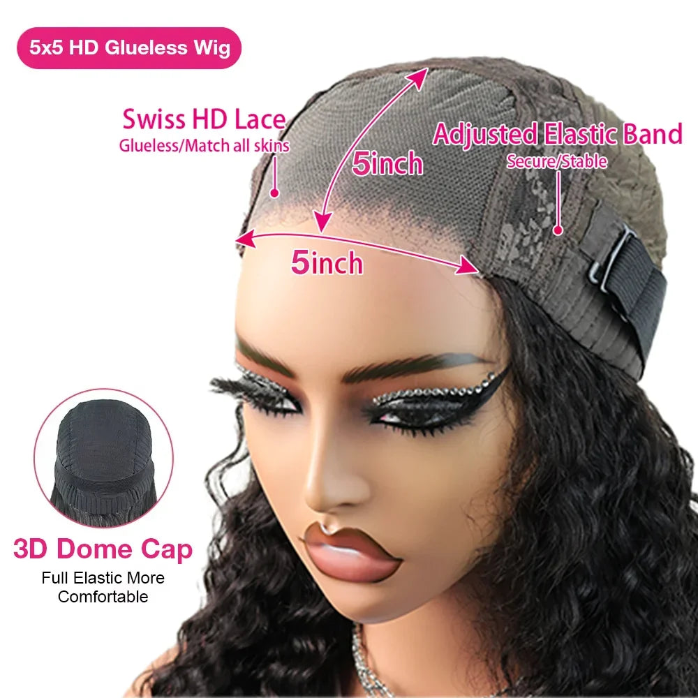 Glueless Bleached Knots Kinky Curl Wigs